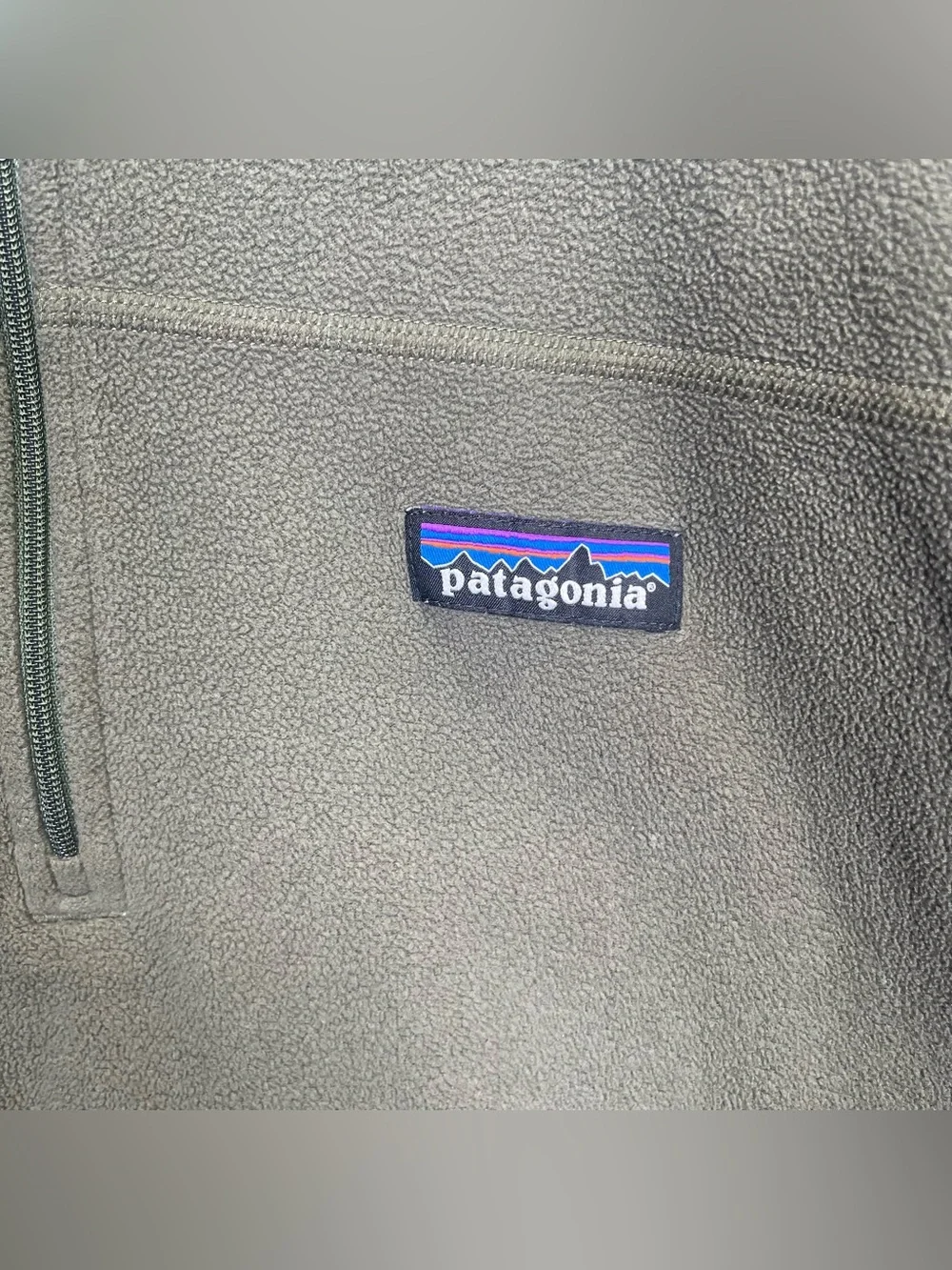 Patagonia Mens Large Fleece Quarter Zip Pullover Sweater Olive Green Gorpcore